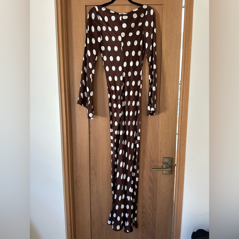 HEMANT & NANDITA Brown and White Polka Dot Dress size Small - Picture 11 of 16